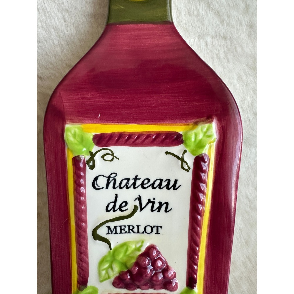 Boston Warehouse Spoon Rest Merlot Wine Bottle Ceramic Burgundy French Country - Picture 3 of 6